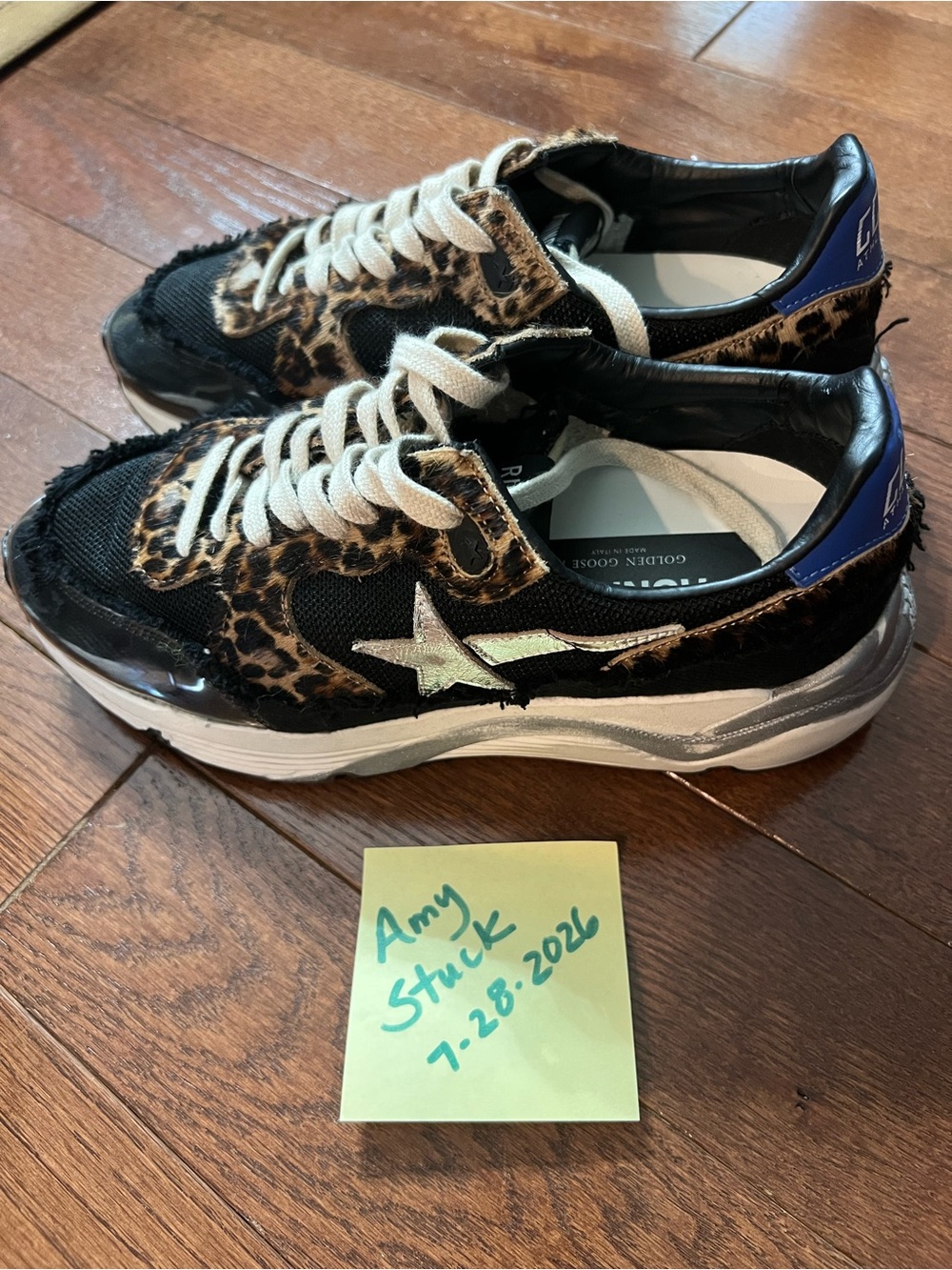Golden Goose Leopard Print Low-Top Sneakers with Metallic Star